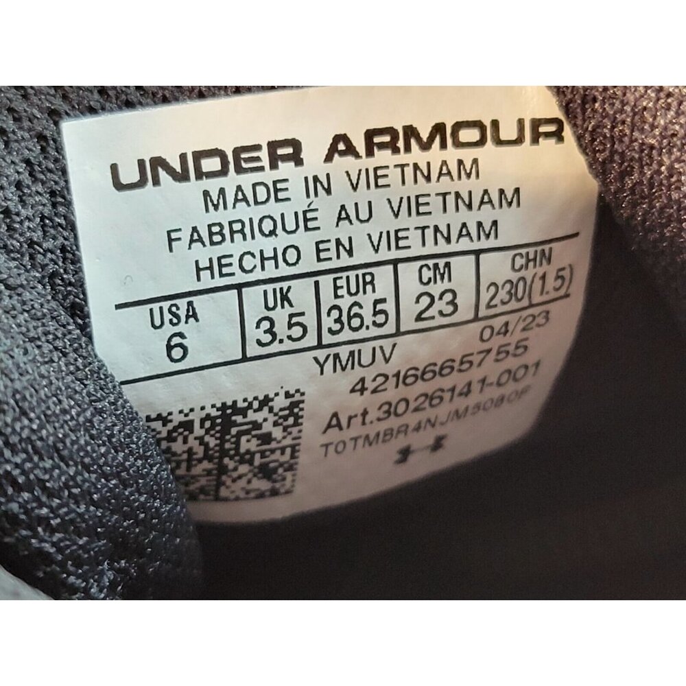 Under Armour HOVR Intake 6 Shoes Womens 6 Youth Girl 4.5Y Black Gray 3026141-001 - Picture 7 of 10